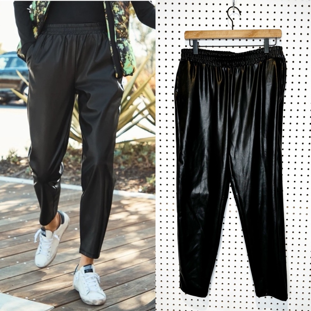 Fabletics | Vegan Leather High-Waisted Pant in Black, Faux Leather‎ Sz. L